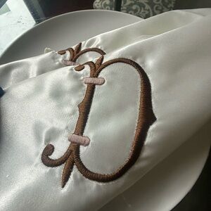 Elegant White and Brown Monogrammed Table napkins